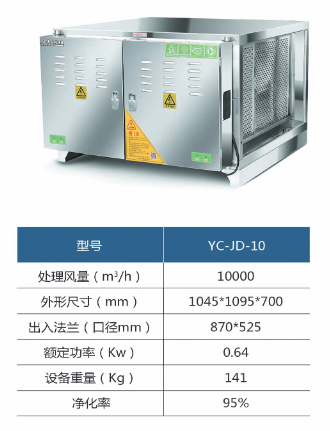 YC-JD-10油煙凈化器設(shè)備參數(shù)